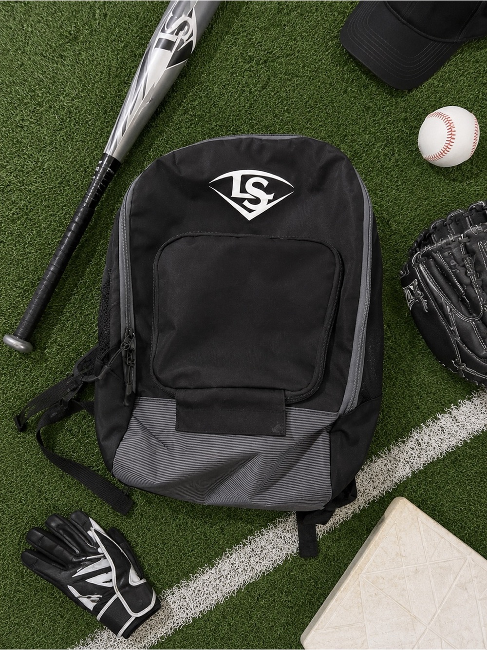 Louisville Slugger Omaha Baseball Backpack Bat Bag Black Gray